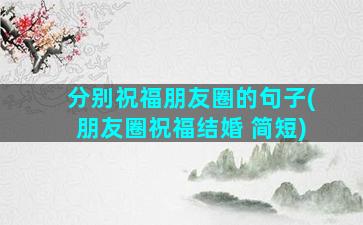 分别祝福朋友圈的句子(朋友圈祝福结婚 简短)